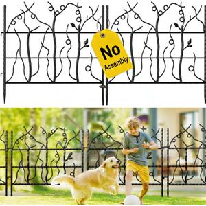 AMAGABELI GARDEN & HOME 5 Panel 26in(H)11.5ft(L) Decorative Garden Fences and Borders for Dogs No Dig Rustproof Metal Fence Panels Garden Edging Animal Barrier Fencing for Flower Bed Yard Patio