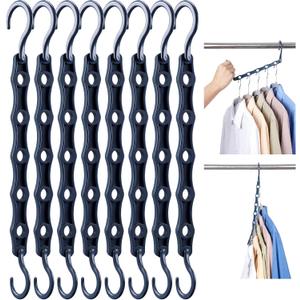 HOUSE DAY Closet Organizers and Storage 10 Pack, Premium Smart Hanger, Sturdy, Cascading Hangers with 5 Holes for Heavy Clothes, Magic Space Saving Hangers College Dorm Room Essentials - Misty Blue