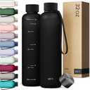 KIVY Slim Water Bottle 32oz [Lightweight & Shatterproof] Fits Backpack & Cupholder for Travel, Sports, School, Gym - Black water bottle no straw - Mens water bottle screw top - Dishwasher Safe