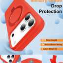 ZHK Liquid Silicone Designed for iPhone 17 Pro Case with Magnet Stand, [Precise Camera Lens Protection][Mil-Grade Drop Shockproof][Soft Anti-Scratch Microfiber Lining] Slim Fit Cover, Red