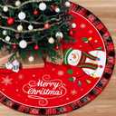 48 Inch Merry Christmas Tree Skirt - Large Red Xmas Tree Skirts Mat Decoration, Cute Winter Snowman Round Skirt for Indoor Outdoor Home Christmas Tree Decorations Holiday Party Decor