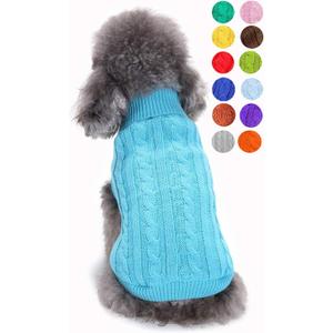 Warm Classic Turtleneck Winter Dog & Cat Sweater - Small - Cute Christmas Sweater for Girls & Boys (Blue)