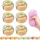 6 PCS Squeeze Dumplings Blind Box, Random Glitter Dumplings, Sensory Dumpling Stress Balls, Stretchable Desk Toys with Food Steamer for Kids Adults