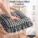 SiliFine 6 Pcs Ruffled Chair Cushions, Seat Pads with Ties, Gingham Black, 15 x 16 x 2 inches