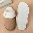 Enteer Women's Slippers Memory Foam Slippers Scuff Outdoor Indoor Warm Plush Bedroom Button Shoes with Faux Fur Lining Brown US 7-8