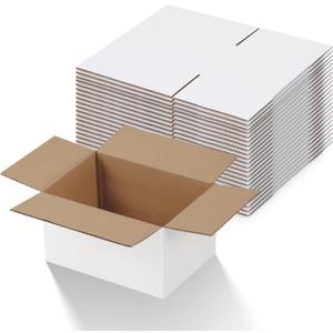 Calenzana 7x5x4 Inches Shipping Boxes Pack of 25, White Cardboard Corrugated Box for Mailing Packing and Storage