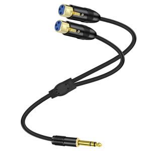 XMSJSIY 1/4" 6.35mm TRS to Dual XLR Y Splitter Stereo Audio Cable 1/4 Inch TRS Male Plug to 2 XLR Female Microphone Patch Adapter Cable Cord for Speaker Mic Guitar Mixer AMP - 0.5M/1.6FT