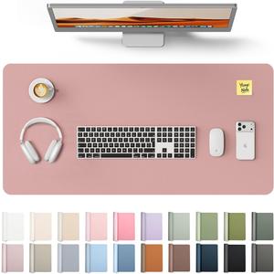 YSAGi Leather Desk Protector, Office Mat, Large Mouse Mat, Non-Slip PU Leather Blotter, Laptop Desk, Waterproof Writing Pad for Office and Home (Pale Mauve, 35.4" x 17")
