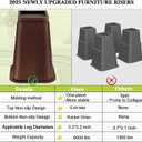 4 Pack Furniture Risers 8 Inch, Bed Risers Heavy Duty for Table Desk Couch Chair Sofa Cabinet Bed Frame Dorm, Square Table Leg Risers Lift Height 8", Chocolat Brown
