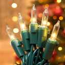 Hopolon 50 Count Clear Christmas Lights 13 Feet Incandescent String Lights Green Wire Mini Christmas Tree Light for Indoor Outdoor Garland Birthday Wedding Festival Decoration, Warm White