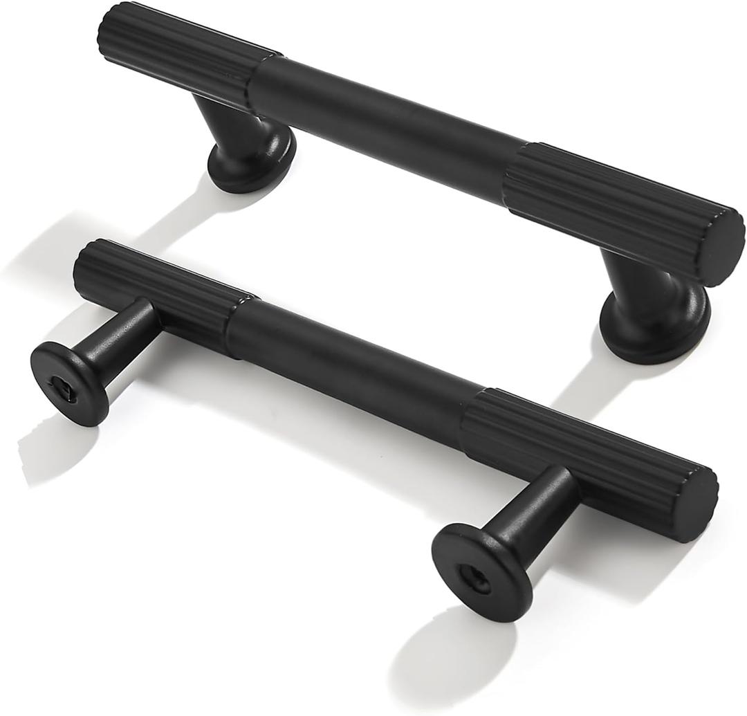 10-Pack 3-3/4 Inch Hole Center Matte Black Cabinet Pulls Solid Heavy Duty Cabinet Pull is Suitable for Drawers Dressers Handles Kitchens Bathroom cabinets