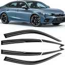 Rain Guards Compatible with Honda Civic Sedan 2022 2023 2024 2025 2026, Tape-on Durable Side Window Wind Deflectors, 2022-2026 Civic Rain Guard Black 6 PCS