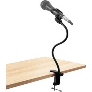 Microphone Arm Stand, 13.78" Long Universal Gooseneck Desktop Mic Stand with 3/8" to 5/8" Mic Arm and Microphone Clip Holder, Heavy Duty Desk Clamp for Blue Snowball Ice Mics Spark