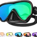 Seago Adult Swim Goggles Mask Mirrored Tempered Lens, Anti UV/Fog No Blurring Clear Wide View with Nose Cover for Men Women