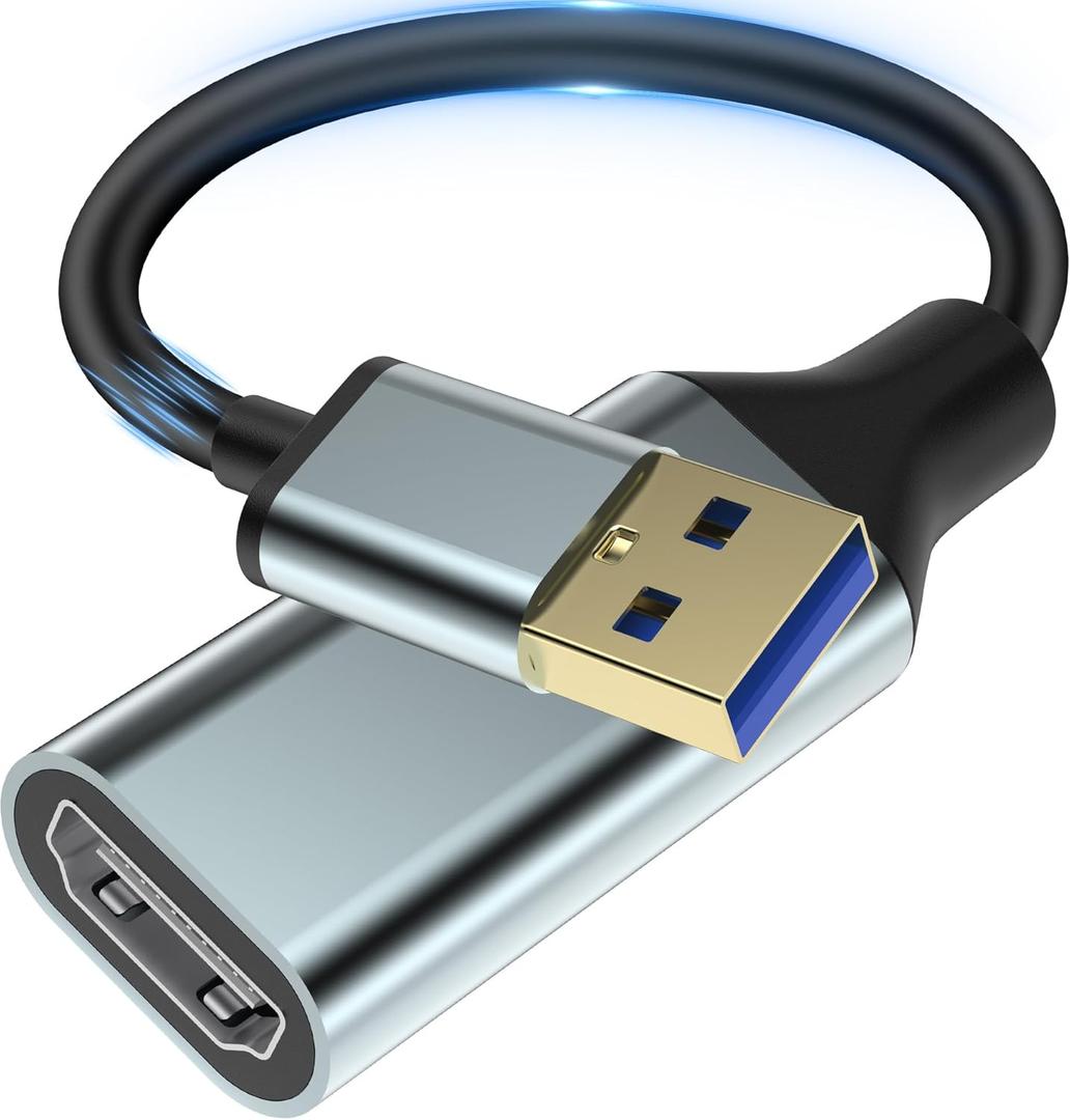 Herfair USB to HDMI Adapter [1080P Full HD] HDMI Adapter for Laptop to Monitor USB 3.0 to TV Screen Converter Connector for MacOS/Windows 11/10/8.1/8/7 Computers Desktops PC MacBook (One HDMI Port)