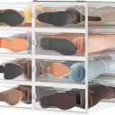 8 Pack Stackable Shoe Storage Boxes, Plastic Shoe Organizer Drawers Bins for Closet, Ventilated Shoe Containers with Lids for Sneakers, Heels and Boots, Clear