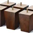 4 inch Wood Furniture Legs Sofa Legs Set of 6 Square Couch Legs Mid-Century Modern Replacement Legs for Armchair,Recliner, Dresser, Sideboard