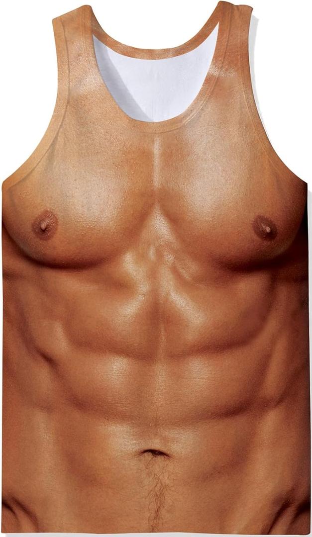 RAISEVERN Mens Tank Tops Summer Sleeveless Tee Cool Workout T-Shirts Beach Novelty Undershirts (XL)