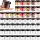Mifoci 50 Pcs 9.5oz Clear Plastic Jars Containers Wide Mouth Food Storage Jar for Kitchen Dry Food Butter Honey Cosmetics Cream, Black and Brown (3.35''l x 2.56''h)