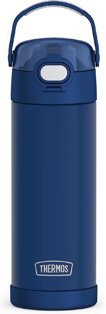 THERMOS FUNTAINER 16 Ounce Stainless Steel Vacuum Insulated Bottle with Wide Spout Lid, Navy