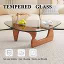 Modern Glass Coffee Table, Mid Century Small Coffee Table, Coffee Table for Living Room,Suitable for Bedroom Living Room Reception Office Tables (Walnut/Transparent, Small), Small 32.2 * 22.4 * 16in