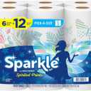 Sparkle Pick-A-Size Paper Towels, Spirited Prints, 6 Double Rolls = 12 Regular Rolls, Everyday Value Paper Towel With Full And Half Sheets