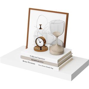 WELLAND 12" Deep White Floating Shelves, Wall Shelf Display Floating Shelf, 23.62" L x 11.81" D x 2" T, Deeper Than Others, White