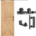 SMARTSTANDARD 5 FT Top Mount Sliding Barn Door Hardware Kit Whole Set, Include 1 Pull Handle & 1 Floor Guide, Fit 30" Wide DoorPanel(T Shape Hanger)