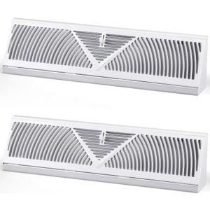 Yaocom 2 Pack Baseboard Register Vent 18 Inch Duct Opening Size Vent Covers for Home Floor Diffuser Wall Corner Baseboard Air Covers, Smooth Air Adjust Lever, Easy Install, White
