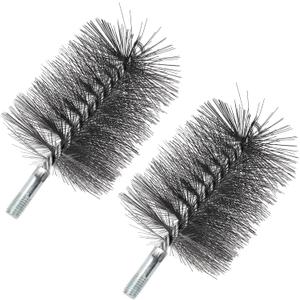 4" Chimney Steel Cleaning Brush with 1/4" Metric Thread Fitting for Insulated Chimneys, Stainless Steel or Metal Stove Pipes, Works with Most Chimney Rod Sets (4 Inch)