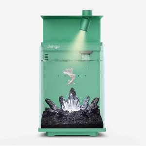 T1  Gal Betta Fish Tank, Nano Desktop Aquarium Starter Kit Hidden Back Filter, Quiet Pump, LED Light, All-in-One Nano Aquarium for Desk, Green, Size: 2.1 Gallon