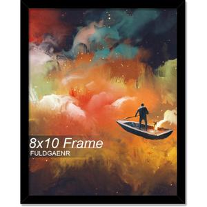 FULDGAENR 8x10 Picture Frame, Black Frames for 8 x 10 Inch Photo Poster Certificate, High Transparency Wall/Tabletop Frame with Horizontal Vertical Display (Black | 8"x10")