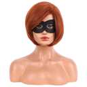 BERON Women Girls Short Bob Straight Dark Orange Wig Halloween Cosplay Wig Anime Costume Party Wigs