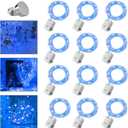 36 Pack Fairy Lights Battery Operated, 3 Speed Modes, Extra 40 Batteries for Replacement, 7Ft 20 LED Mini String Lights, Waterproof Copper Wire, Twinkle Firefly Lights for Christmas Decorations,Blue