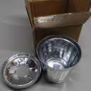 Silver Mini Galvanized Trash Can with Lid Mini Wastebasket Trash Can Small Metal Buckets Tabletop Trash Rubbish Bin Flower Pot Pen Holde Trash, Wastebaskets (9.5X9X9CM)