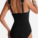 Womens One Piece Swimsuits Tummy Control Bathing Suits Modest Full Coverage Swimsuit Wide Straps Swimwear (Black, M)