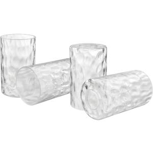 Aspen Creative 23527-63-4, Clear Hammered Glass Shade For Lighting Fixture/Vanity Light/Wall Light/Pendant, Size: 3-3/4" D x 5-3/4" H, 4 Pack