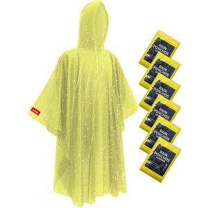 Hitituto Rain Ponchos for Adults - Extra Long Emergency Poncho with Hood, 6/12/24 Family Pack Raincoat, Home Survival Kits (Yellow)
