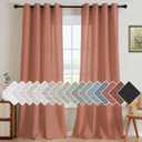 H.VERSAILTEX Linen Curtains Home Decorative Nickel Grommet Curtains Privacy Added Energy Saving Light Filtering Window Treatments Semi Sheer Draperies for Bedroom, Terracotta, 2 Panels, 52 x 84 - Inch