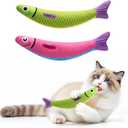 PetBusy Cat Toys with[5000mg A+Natural Catnip &Silvervine] [Baby Grade] Interactive Soft Chew Kicker Cat Toys for Indoor Cats & Kittens, [Crinkle &Bell] Fish Sound Toy, Drives Bored Cat Crazy with Fun