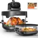 Kismile 5-in-1 Portable Glass Air Fryer, 2.6QT & 4.7QT Dual Glass Containers with Lids, 85% Less Oil, Compact Smart Air Fryer Oven for Deep Roast, Crisp, Keep Warm  Freezer & Dishwasher Safe (Black)