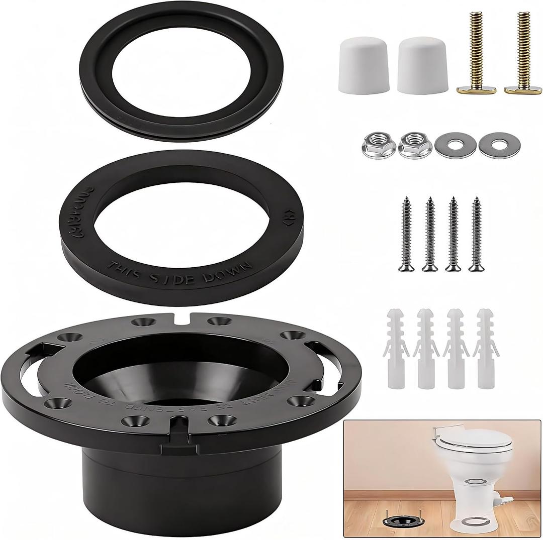 RV Toilet Seal & 3" Socket Floor Flange Kit for Dometic 300/310/320 Replacement Parts 385345892, 385311658, 385311652 3-in-1 Repair Kit