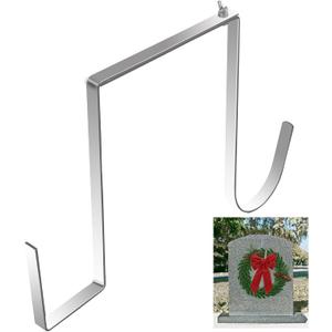 Christmas Headstone Wreath Hanger Adjustable 6"-11" Double Sided Cemetery Gravestone Wreath Holder Stainless Steel Tombstone Decoration Tools Outdoor No Drill String Light Hooks for Christmas Easter