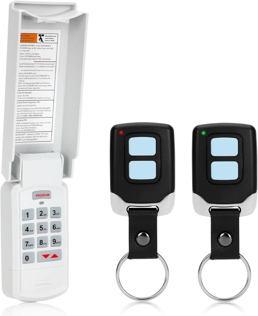 Genie & Overhead Door Garage Door Opener Keypad&Remote, Compatible with All Intellicode Genie Overhead Garage Openers from 1995, G3T-R O3T-A O3T-BX 315/390MHZ