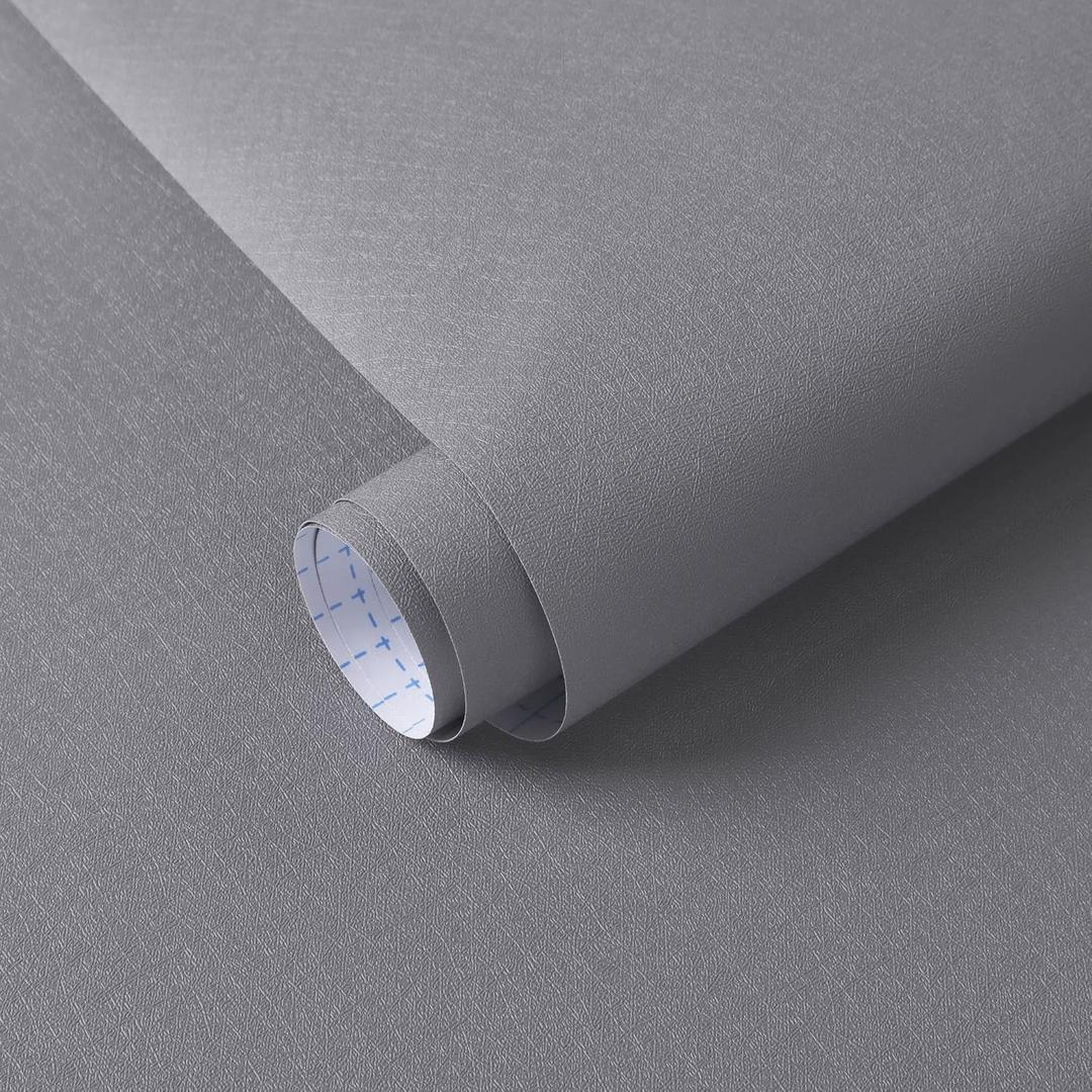 Dimoon 17.7''x236'' Peel and Stick Wallpaper Grey Contact Paper for New Environmentally Friendly Materials Thickening Upgrade Embossed Renter Friendly Gray Wall Paper Modern Vinyl Countertop Bedroom