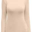 MANGDIUP Women's Mock Turtleneck Long Sleeve Sleeveless Tops Basic Slim T-Shirts L