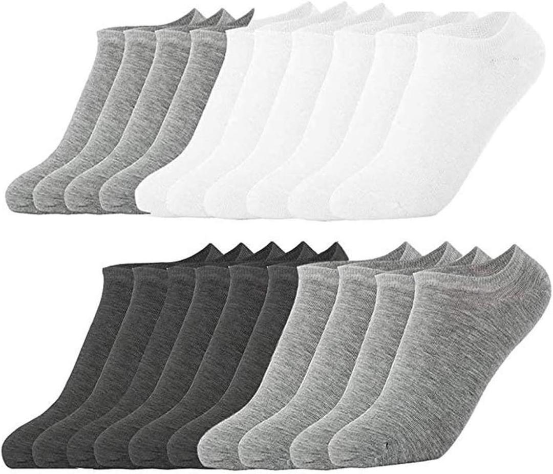 10 Pairs Ankle Socks No Show Sock Low-Cut Athletic Men Women Cotton Socks - 6 to 12 US