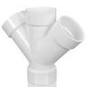 Pushglossy 1 Pcs 4 Inch Hub PVC DWV Double Wye Schedule 40 for Use in Sanitary Drainage, Waste and Ventilation (DWV), Sewer and Stormwater Applications, White