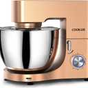 COOKLEE Stand Mixer, 9.5 Qt. 660W Electric Kitchen Mixer with Dishwasher-Safe Dough Hooks, Flat Beaters, Wire Whip & Pouring Shield Attachments for Most Home Cooks, Champagne