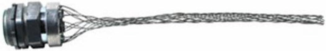 Legrand Pass & Seymour BOX140 Flexcor Wire Mesh Grip, Wide Range, Straight Male, Dust Tight, 2" NPT, 1.400"-1.750" Cable Grip Range, Silver (1 Count)